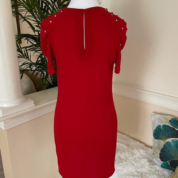 Zara Red Dress With Rhinestone Shoulder Detail - Picture 5 of 7